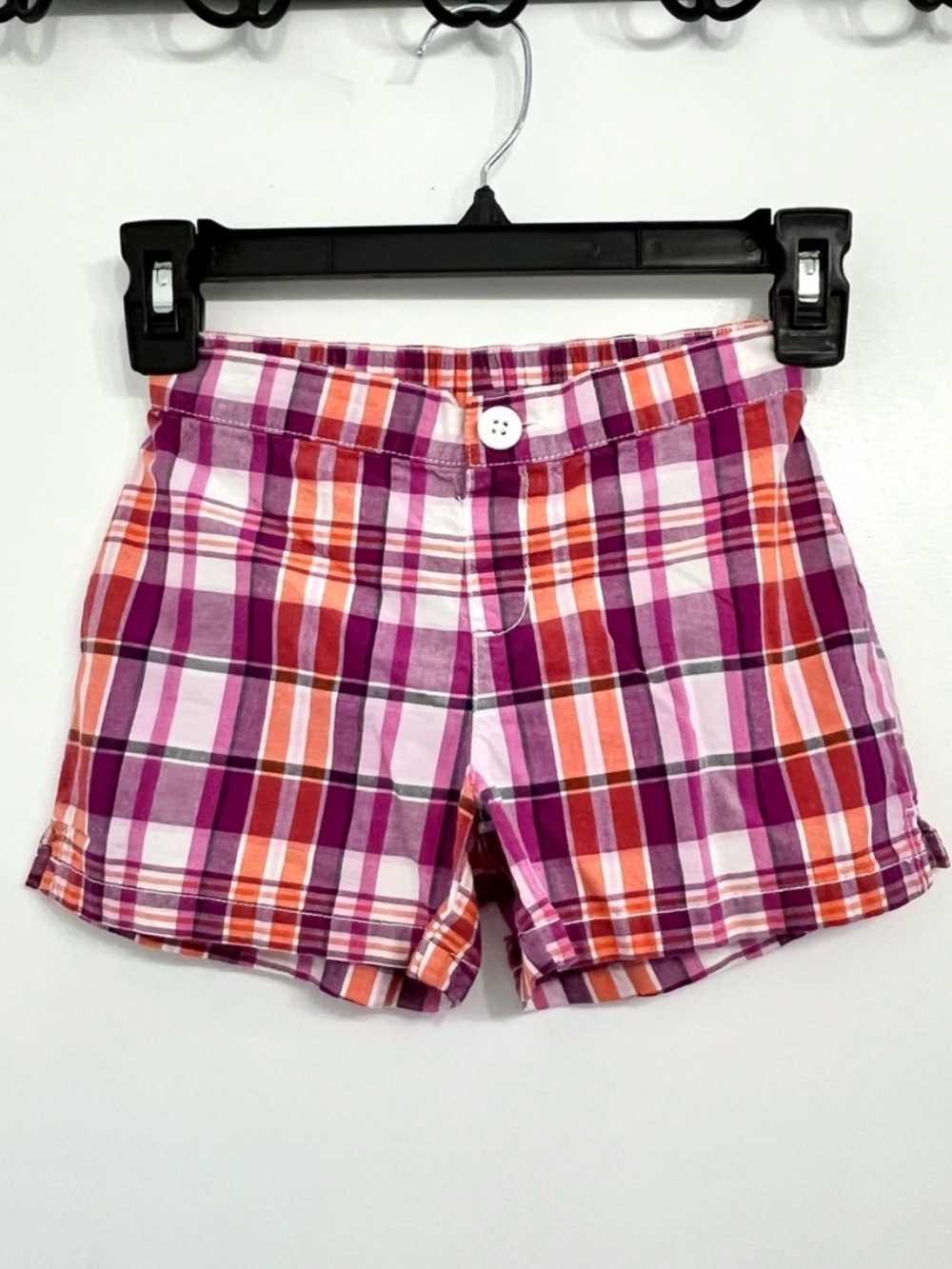 Girls Cute Plaid Shorts Pull On Gymboree Size 7 Pink Orange Cotton Summer Shorts